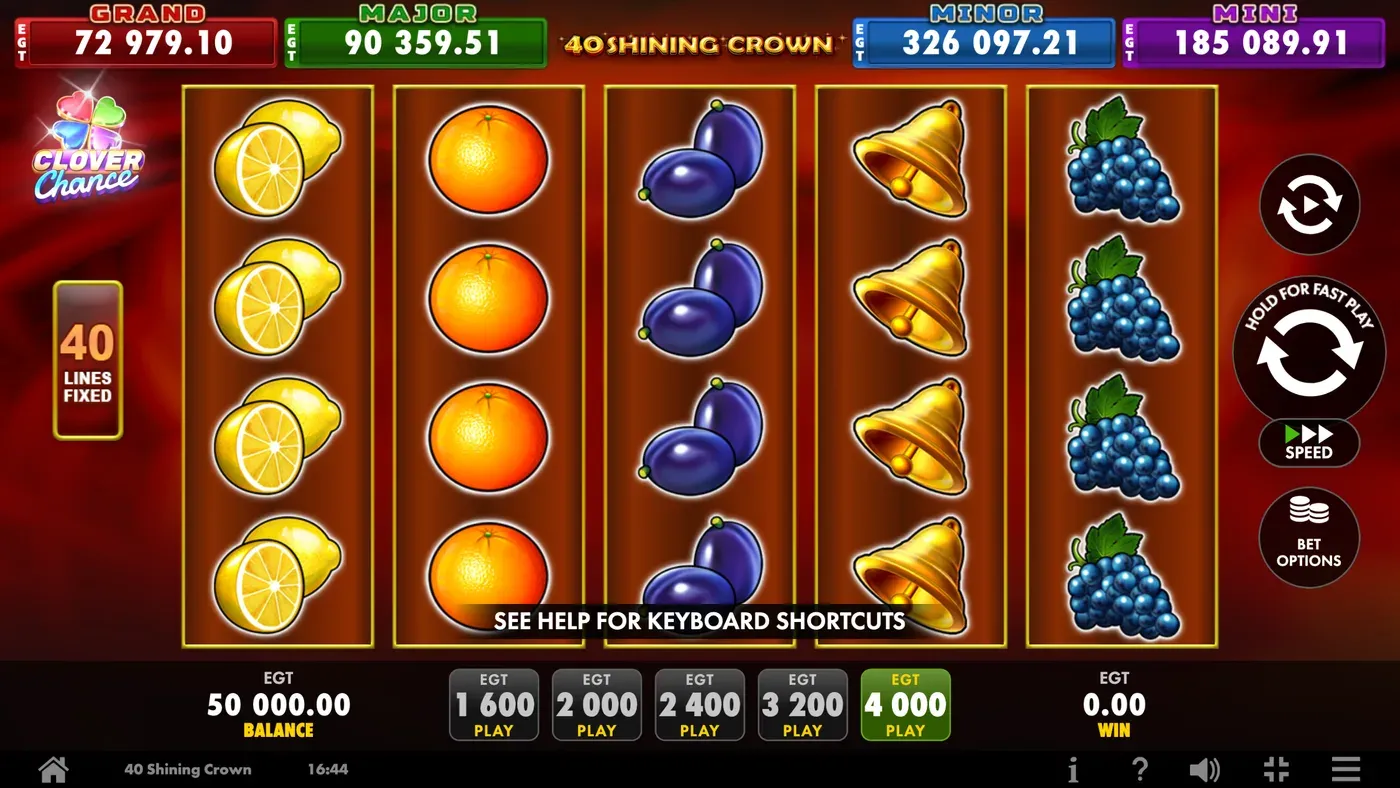 40 Shining Crown con cinque rulli per quattro righe e la scritta 40 lines fixed